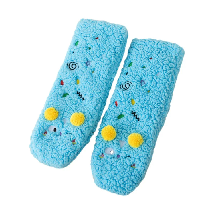 Super Thick Lamb Fleece Socks Cute Sleep - Blue 1 each