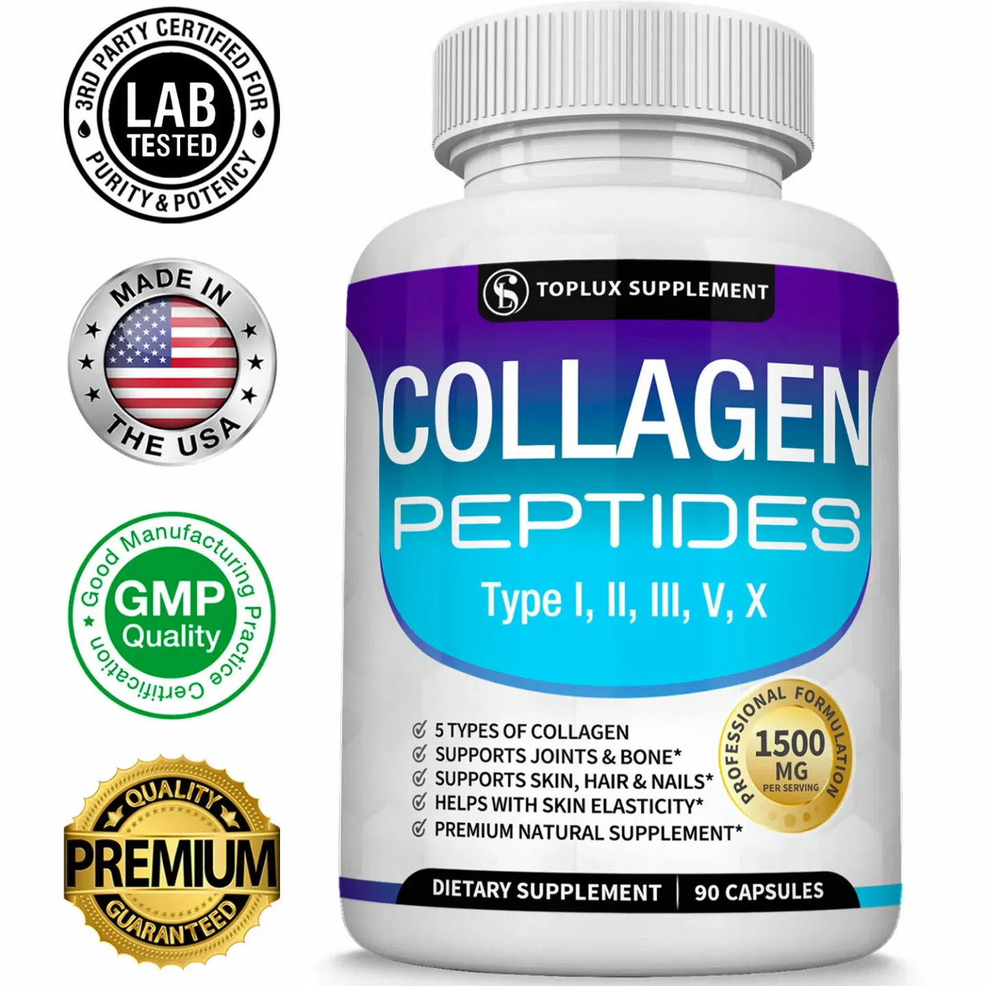 Premium Collagen Peptides 1500 MG Hydrolyzed. New 1 bottle