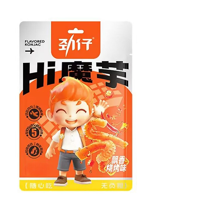 劲仔魔芋爽辣条素毛肚解馋小零食湖南特产烧烤味*5包