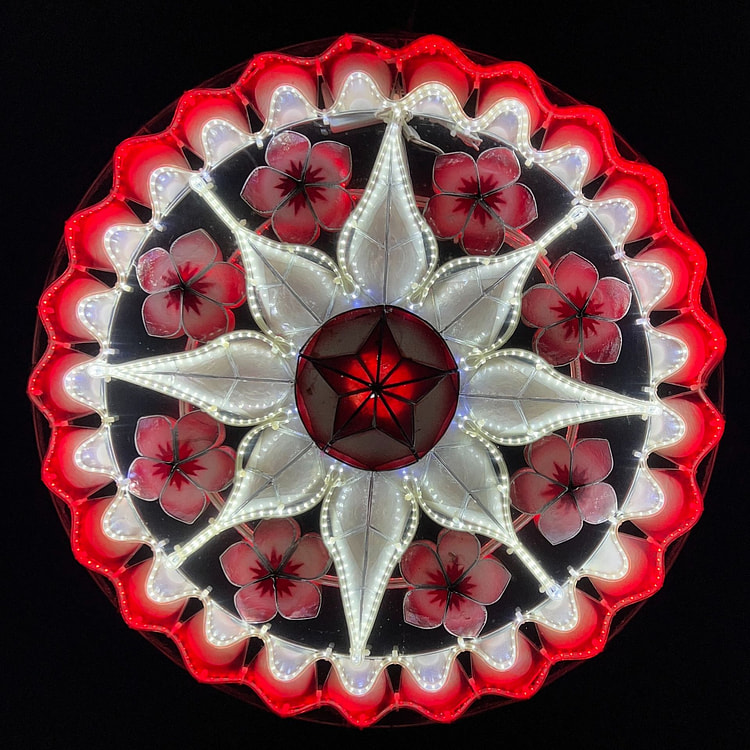 LED Capiz Parol Red Flower Tala 24" 1 each