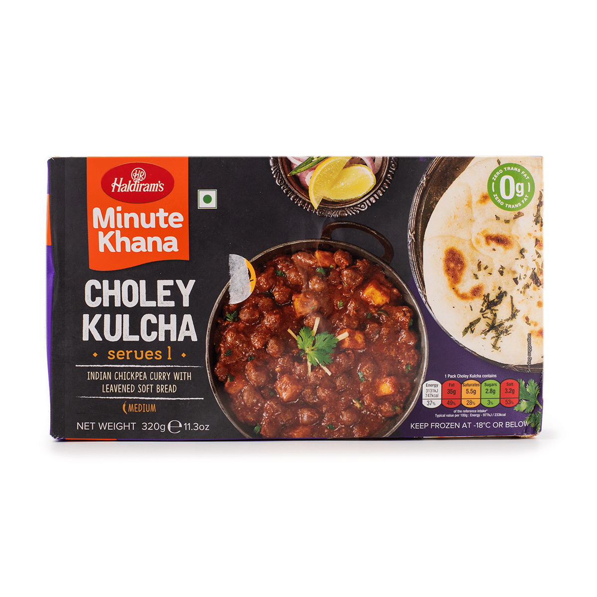 Haldiram's Minute Khana Choley Kulcha, แช่แข็ง 320 กรัม