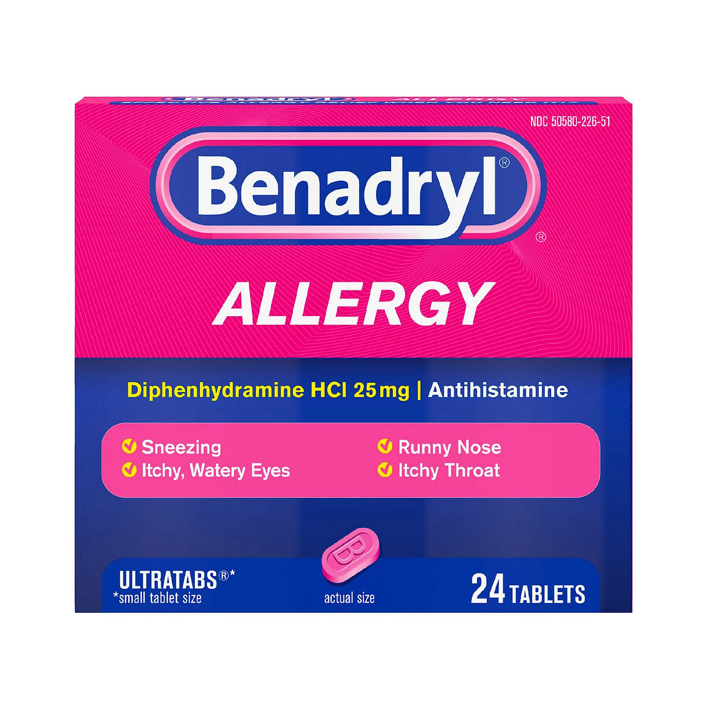 Benadryl Allergy ULTRATABS 24 Tablets 1 box