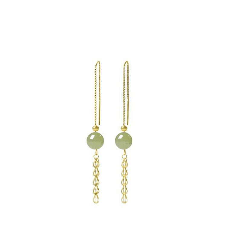 Sterling Silver Hotan Jade Earrings 90 * 7mm 1 box