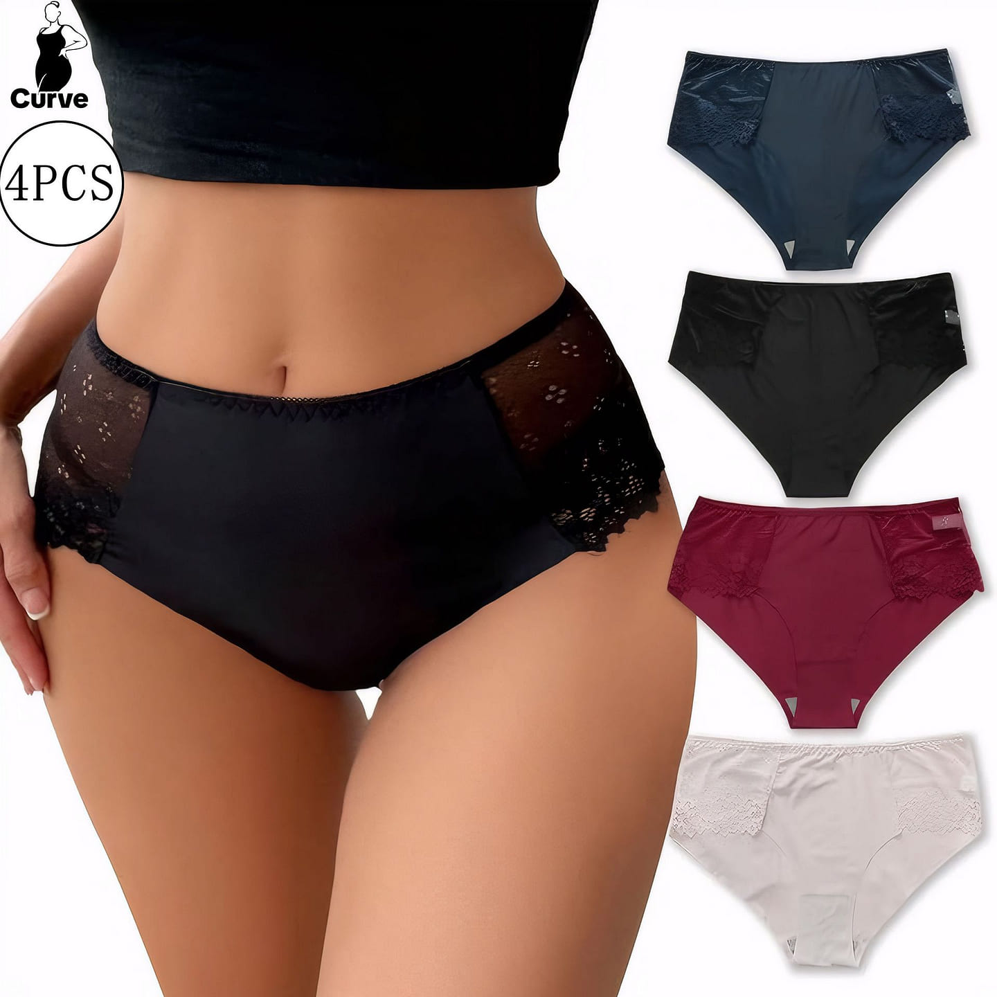 4PCS Women’s Large Size Sexy Lace Panties Size 1XL 110 g