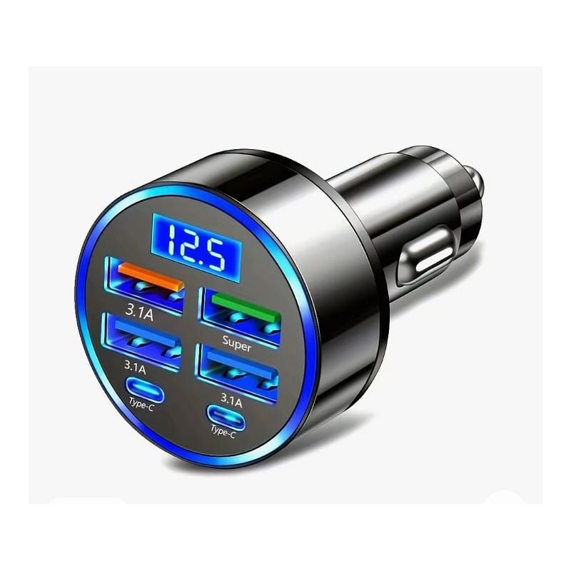 6-in-1 Fast Charging Car Adapter 3.1A Dual Type-C 1 count