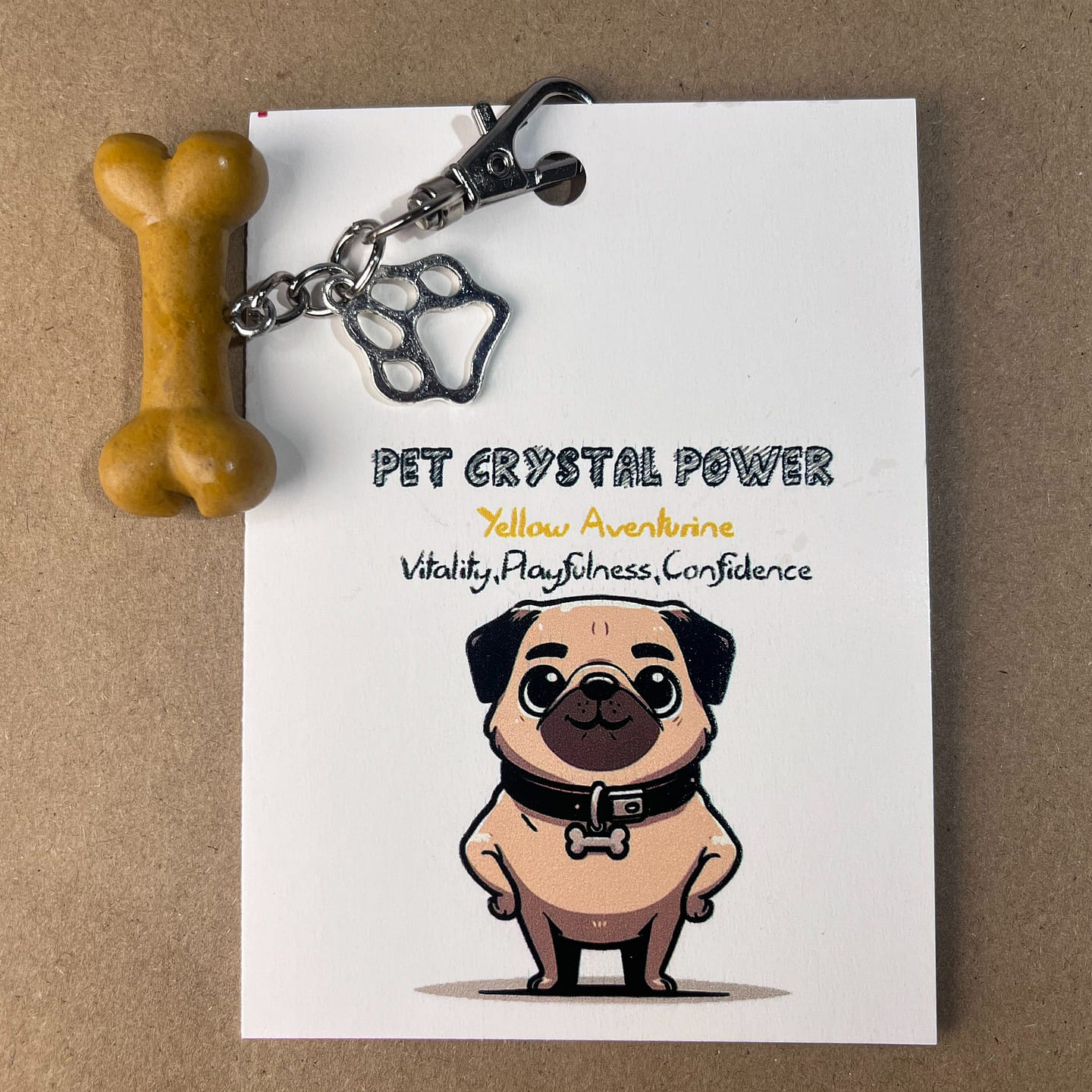 Spiritual Harmony Crystal pet Bone pendant Pug Wong Tung Leng Dog 0.05 g