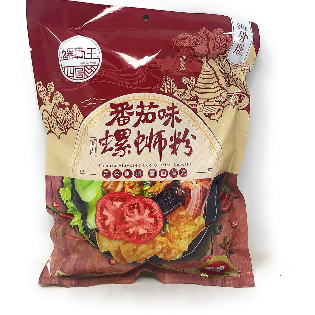 Luo Ba Wang Tomato Flavored Luo Si Rice Noodles 10.76oz (306g), 1 Pack 306 g
