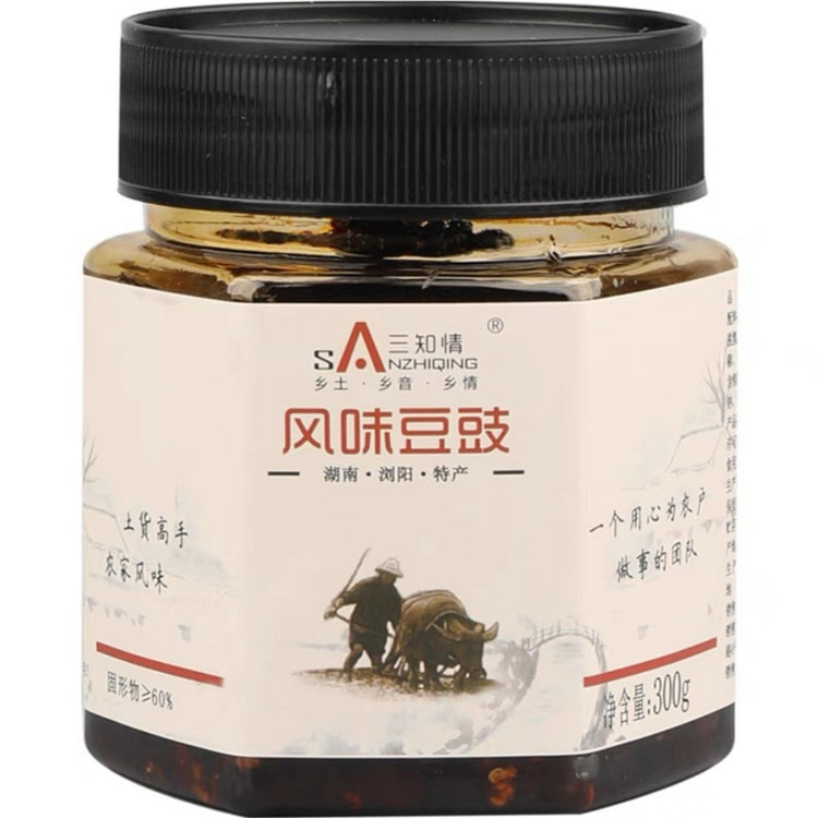 三知情 风味豆豉辣椒酱湖南浏阳特产香辣下饭菜 300g*1瓶装