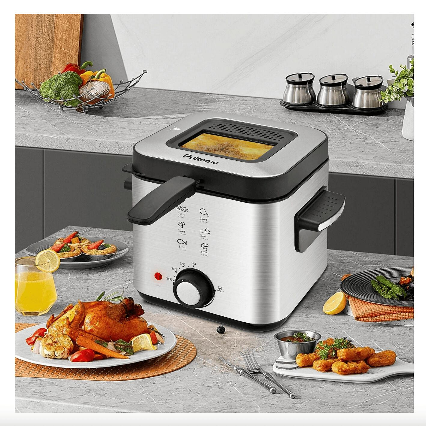 SUSTEAS Electric Deep Fryer, Stainless Steel 1 bottle