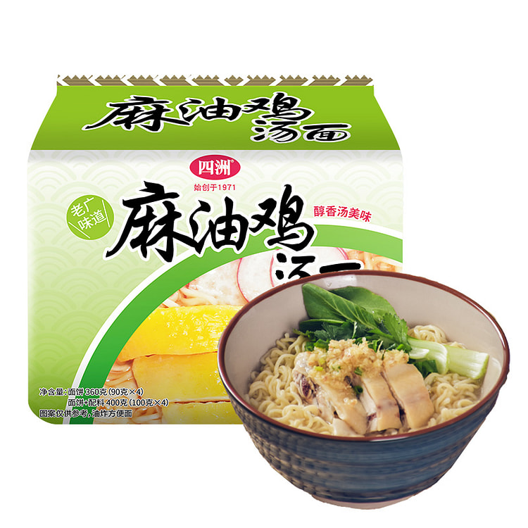 四洲方便面速食拉面麻油鸡汤面汤面400g*1袋