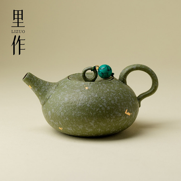 新中式泡茶单壶 雾凇蓝陶瓷 手绘带滤网家用小茶壶 1 份