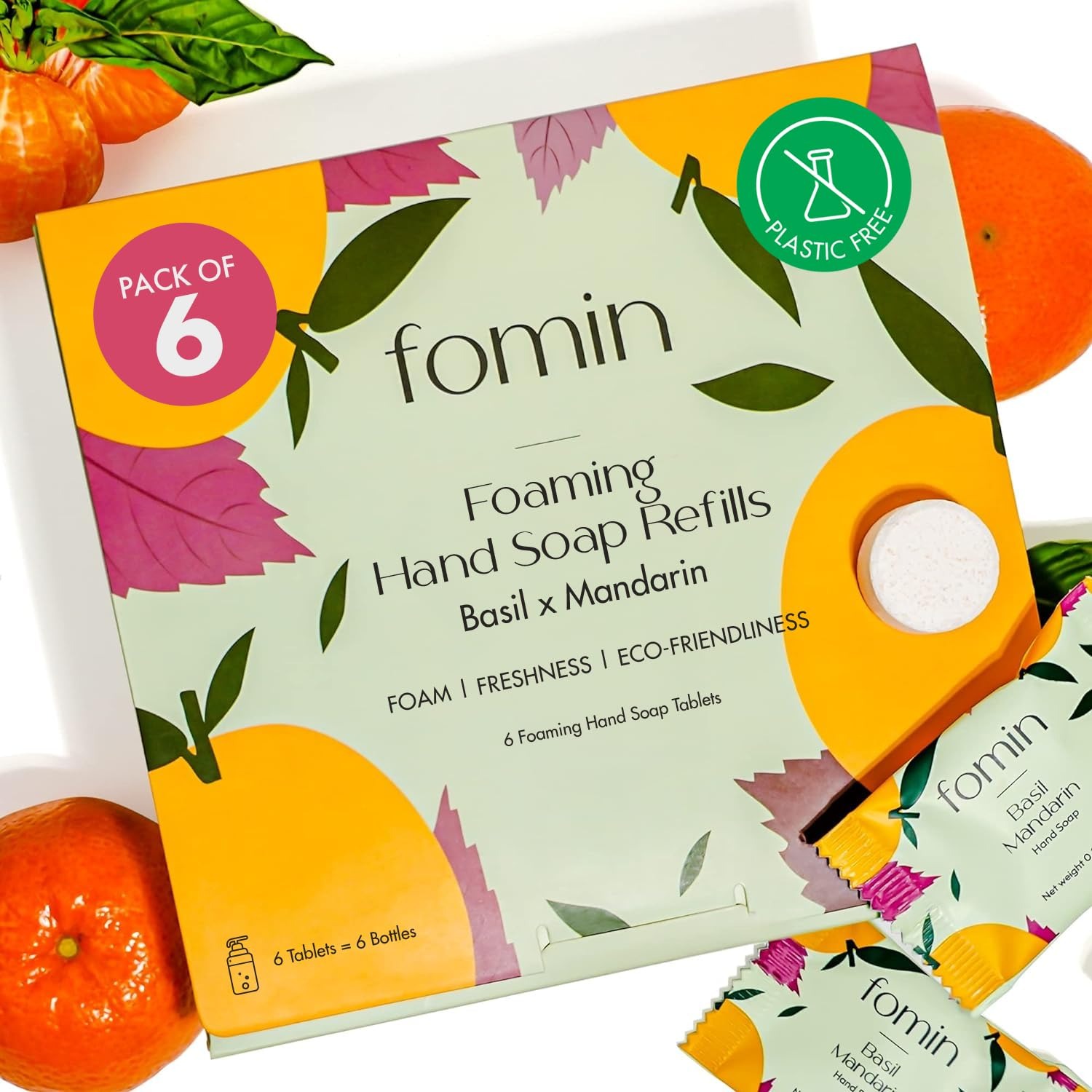 FOMIN 泡沫洗手液補充裝 - 羅勒柑橘味 - 6 件裝 48 液盎司