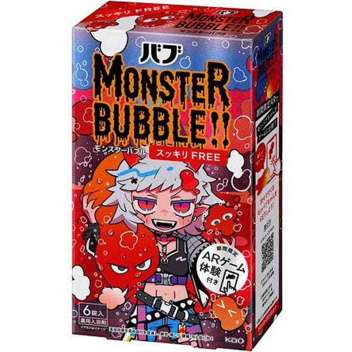 KAO花王 BUB MONSTER BUBBLE 碳酸气泡药用入浴剂（舒爽FREE/热辣柑橘香型） 70g*6锭入（插画师Tera Terada的限定