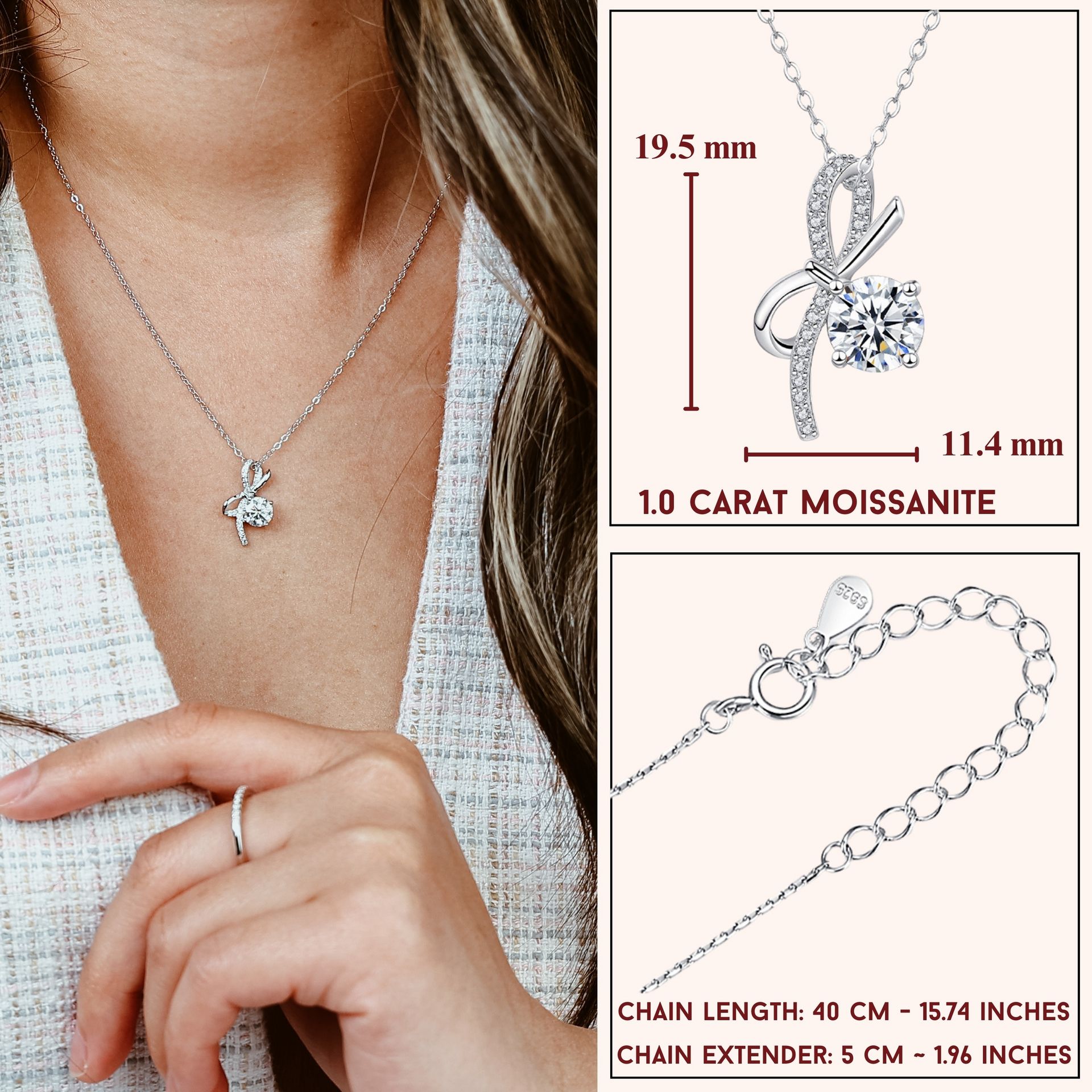 UPFLICK Moissanite Necklace 1 Carat GRA Certified - Weee!