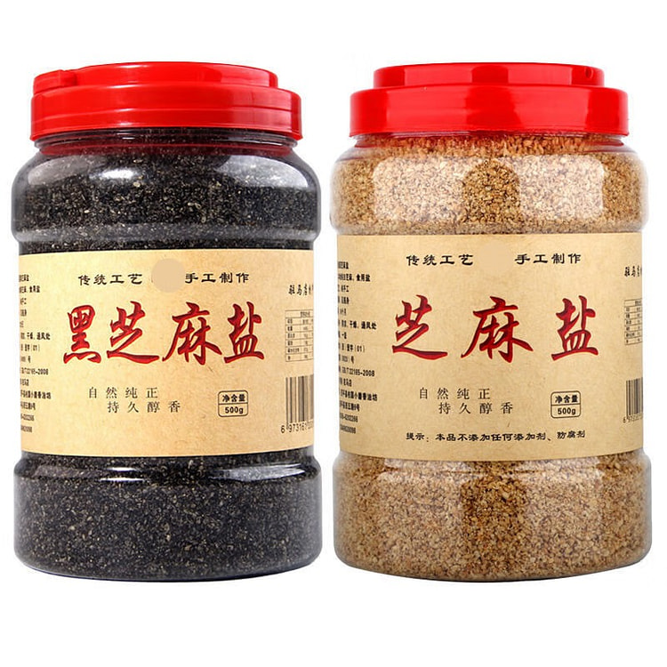 陈麻婆芝麻盐咸味河南特产手工芝麻盐商用熟即食正宗火锅蘸料 白芝麻盐500g+黑芝麻盐500g