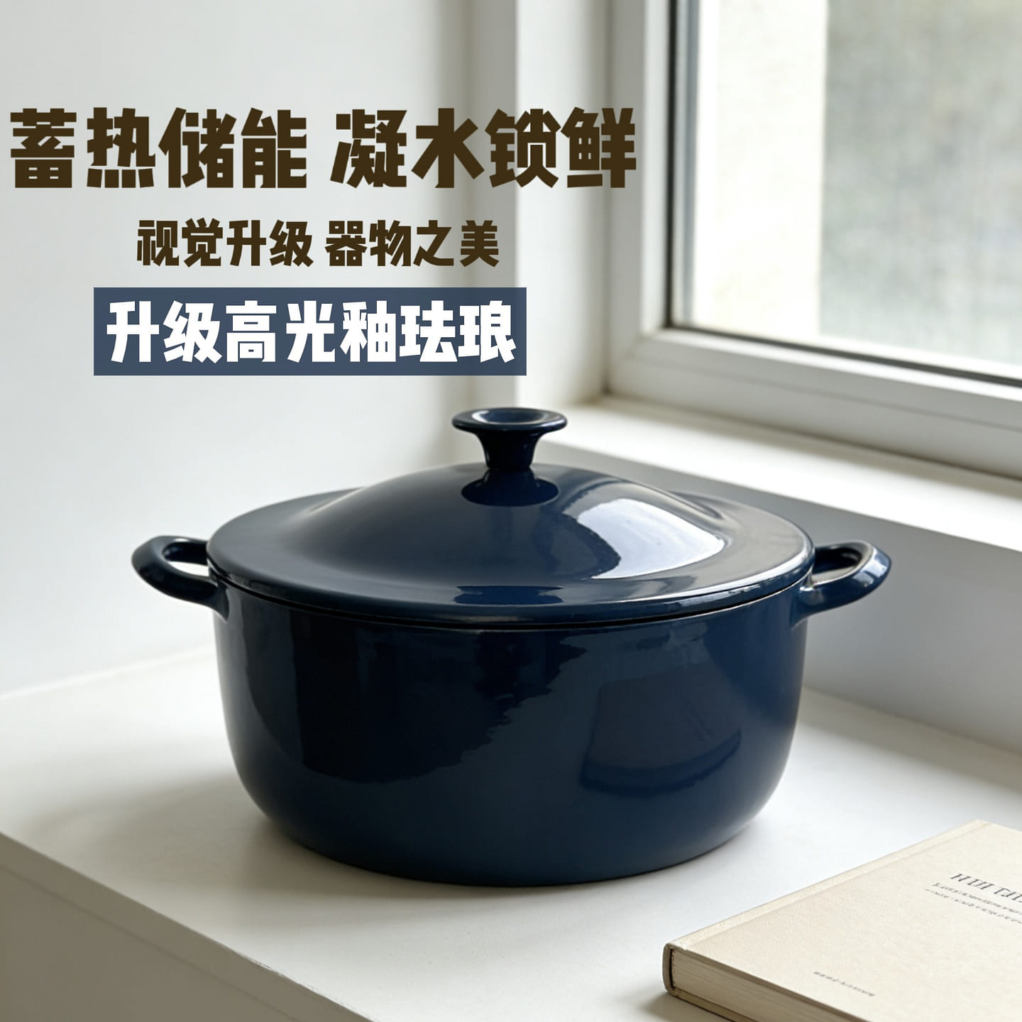 6QT Enamel Cast Iron Dutch Oven with Lid-Navy Blue 1 each
