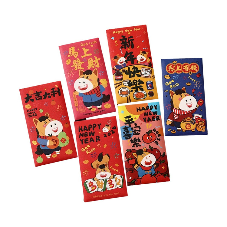 马年新款闪光卡通红包 长款-A款(6个装) 1 份