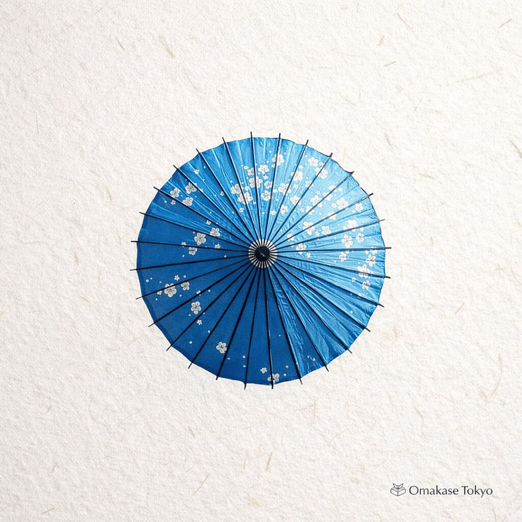 Japanese Paper Umbrella Blue and Small Plum Patter 680 g