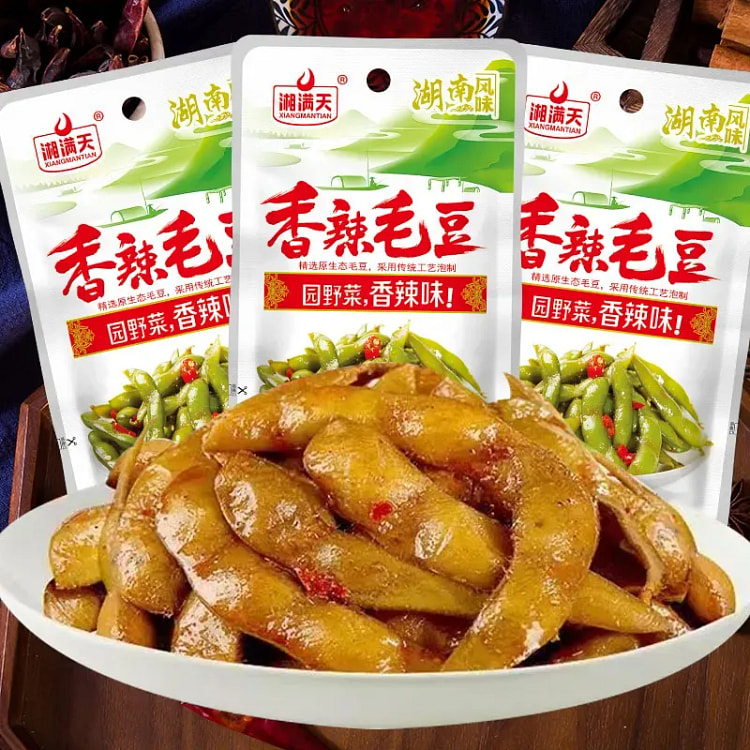 湘满天香辣毛豆下饭菜酸辣开胃菜开袋即食28g*5袋 140 克
