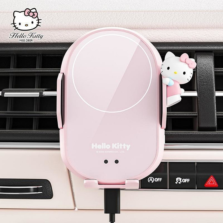 Hellokitty车载手机支架新款汽车无线充电器车用导航出风口支撑架  KT-西柚奶糖