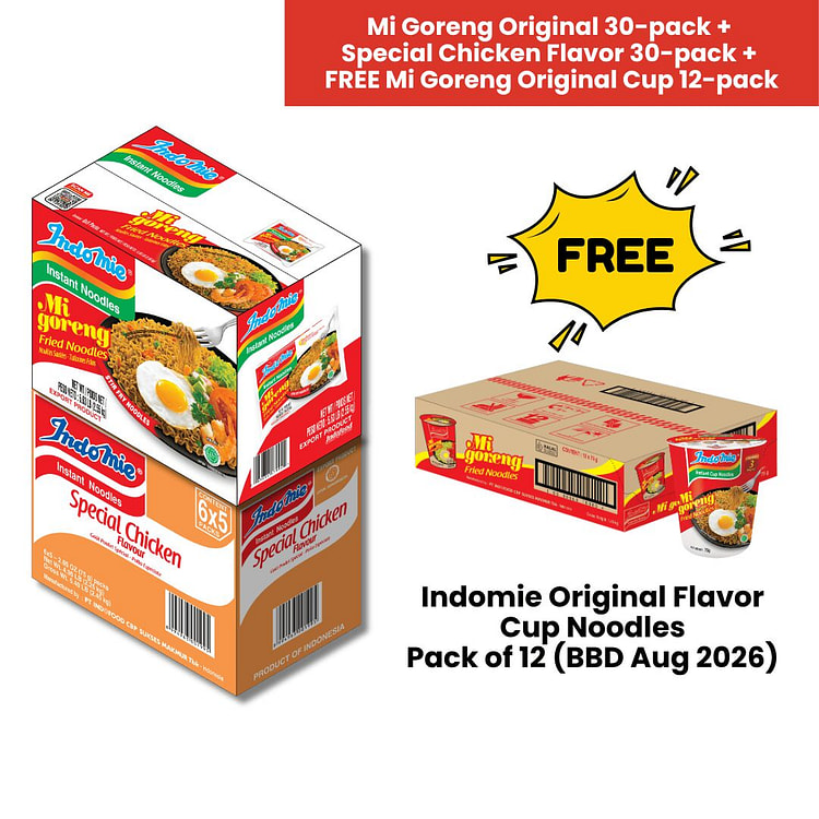 Indomie Fried + Special Chicken + Original Cup 3 box