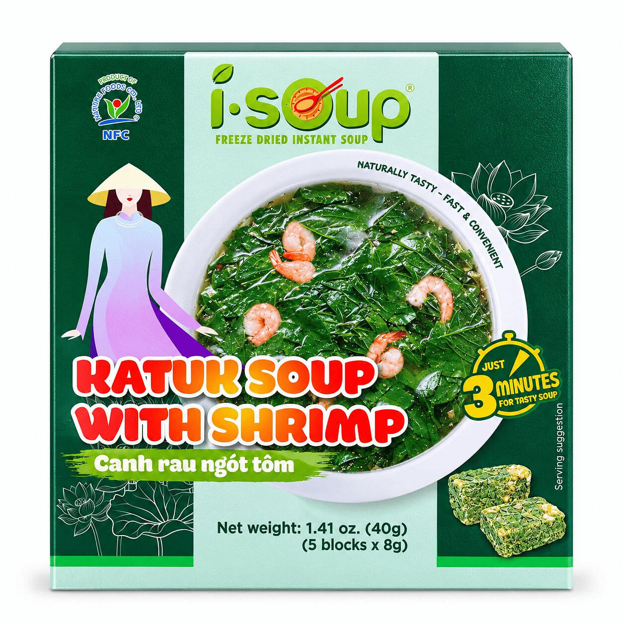 ISOUP Freeze-Dried Katuk Soup with Shrimp 8 g*5 pack