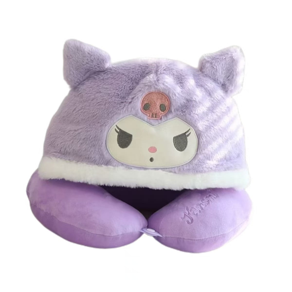 Neck Pillow Hooded Nap Pillow Cartoon U-Shaped Pillow-Purple Kuromi 1 each