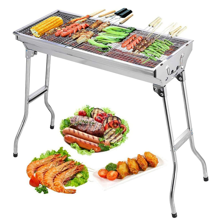 不锈钢可折叠烧烤架 便携户外BBQ木炭烤架加大烤架