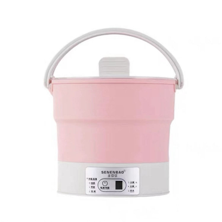 110V 折叠电煮锅 《粉红色智能款》 双电压旅行锅 迷你便携式多功能小型家用电热火锅