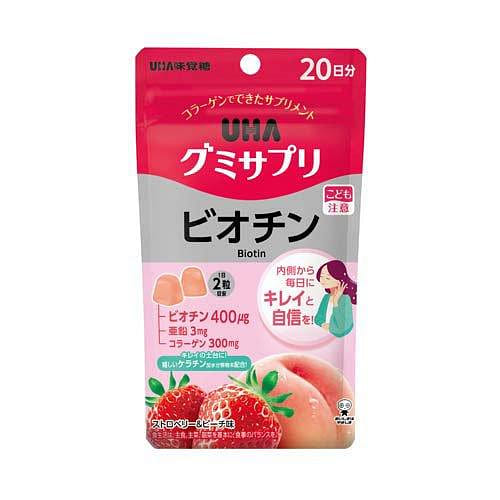 UHA Gummy Supplement Biotin Strawberry Peach 40pcs 1 each