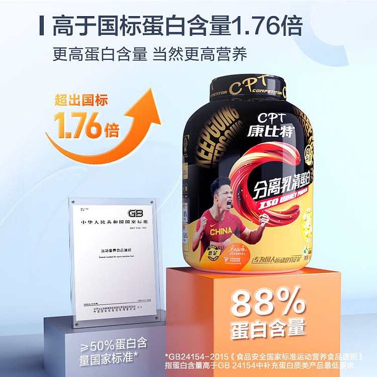 CPT康比特 炽金分离乳清蛋白补充蛋白质运动营养粉酸奶味750g