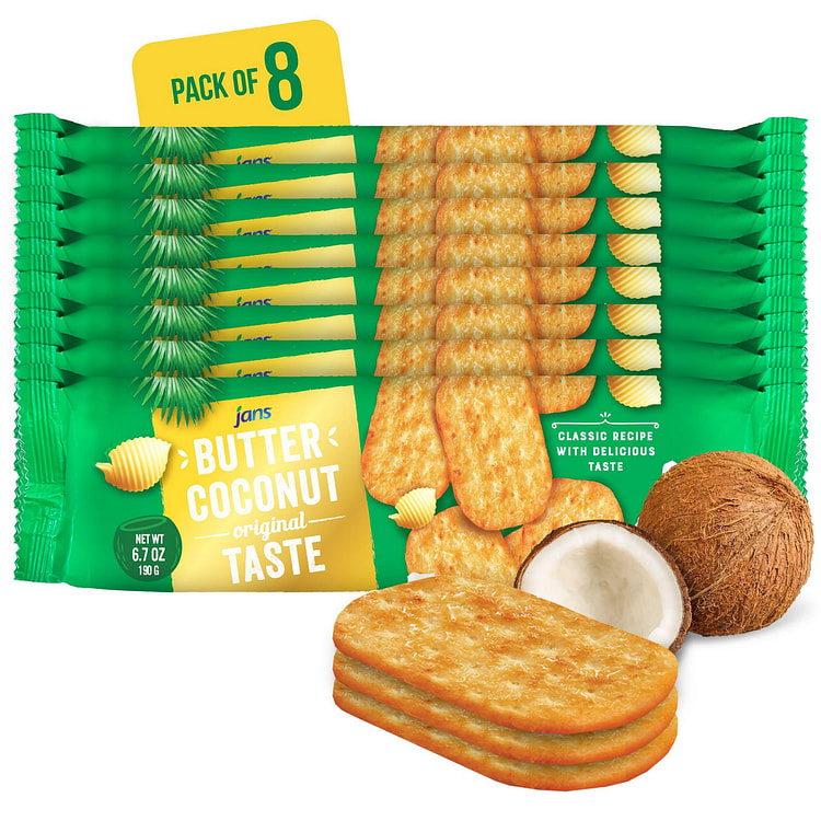 Jans - Butter Coconut Crackers, 6.7 oz, Pack of 8 6.7 oz*8 pack