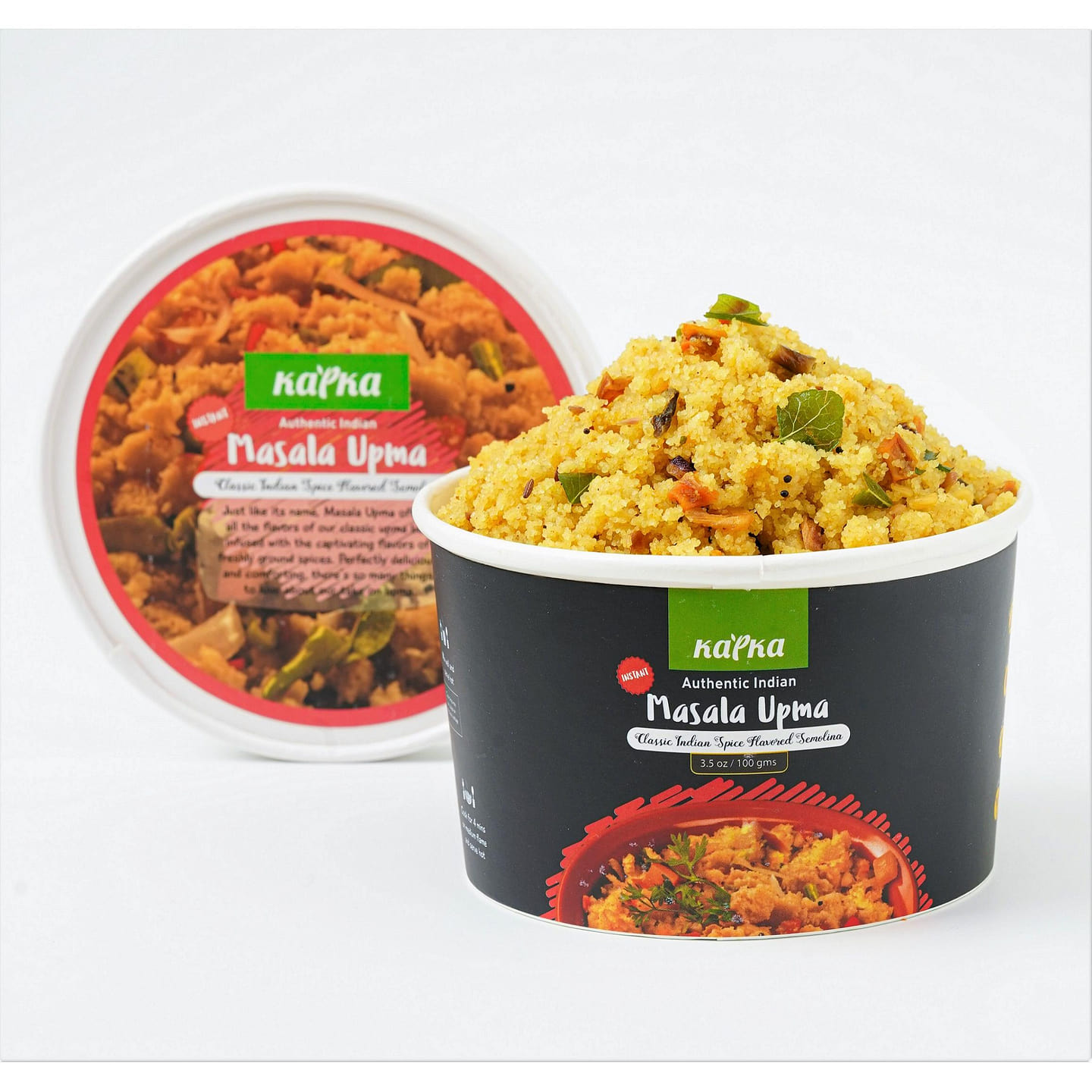 Kapka Masala Upma Vegan Indian Cups-Ready to Eat, Just Add Water- Non GMO 3.5 oz