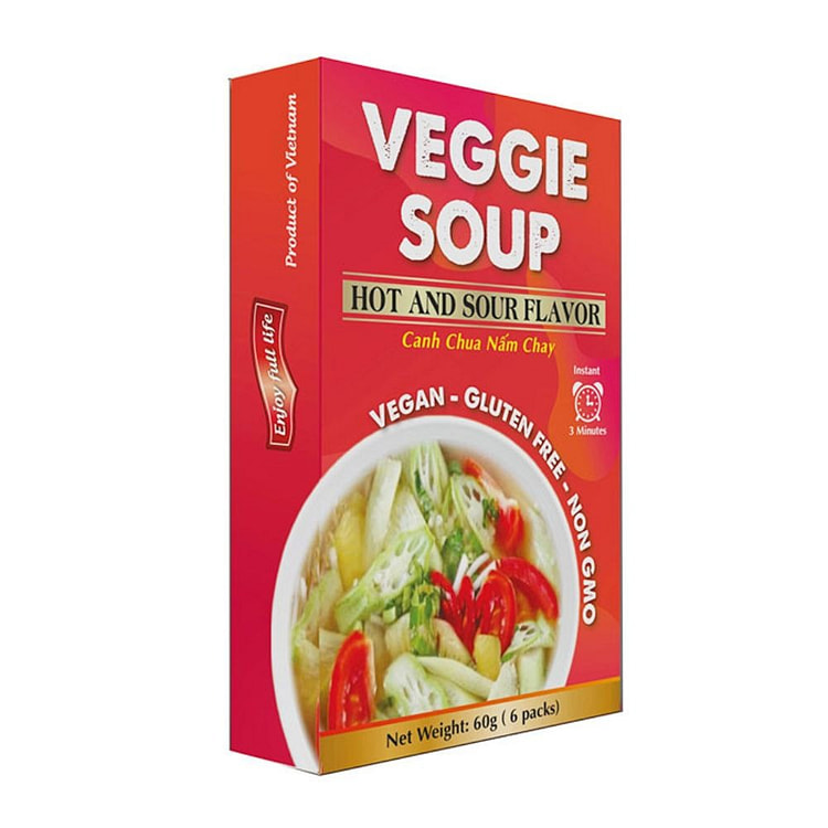 Hot and Sour Flavor Instant Veggie Soup