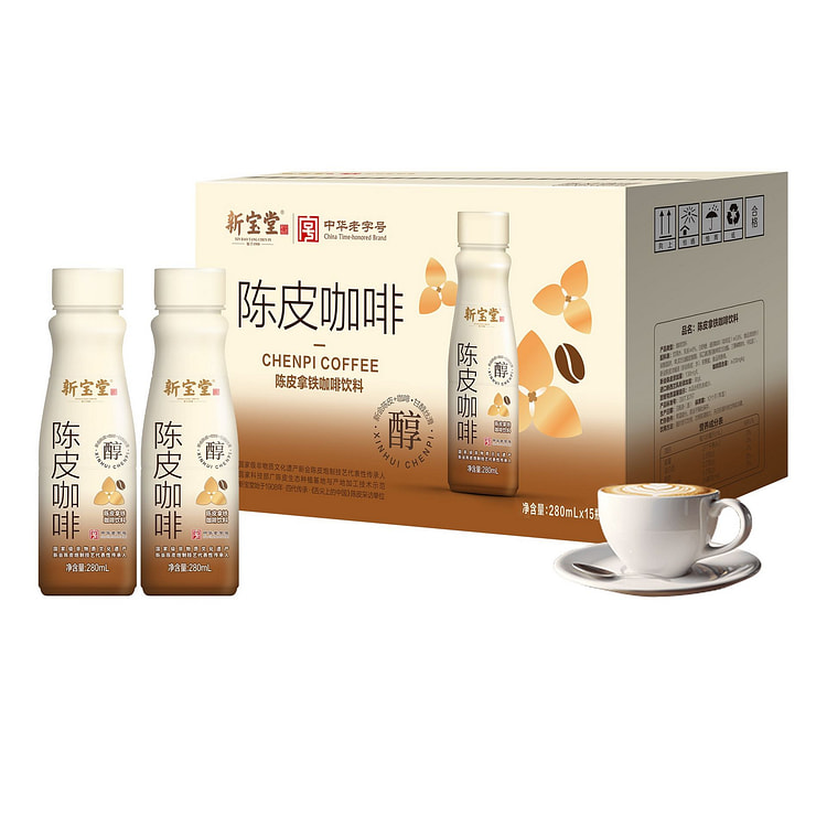 新宝堂新会陈皮咖啡饮品280ml即饮咖啡 15 瓶