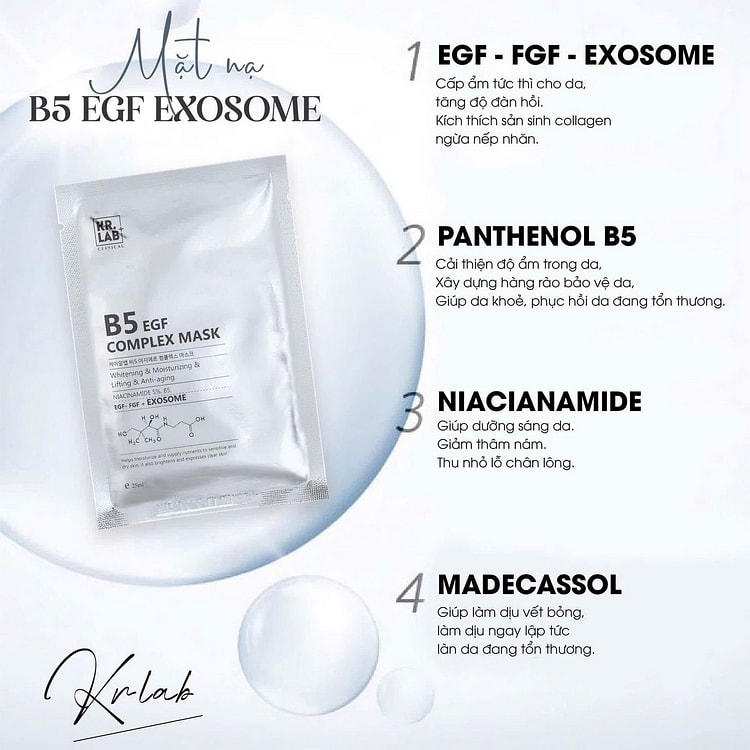 Kr.Lab Mặt Nạ Tế Bào Gốc Cung Cấp Ẩm Phục Hồi Chống Lão Hoá 25ml x 10Pcs