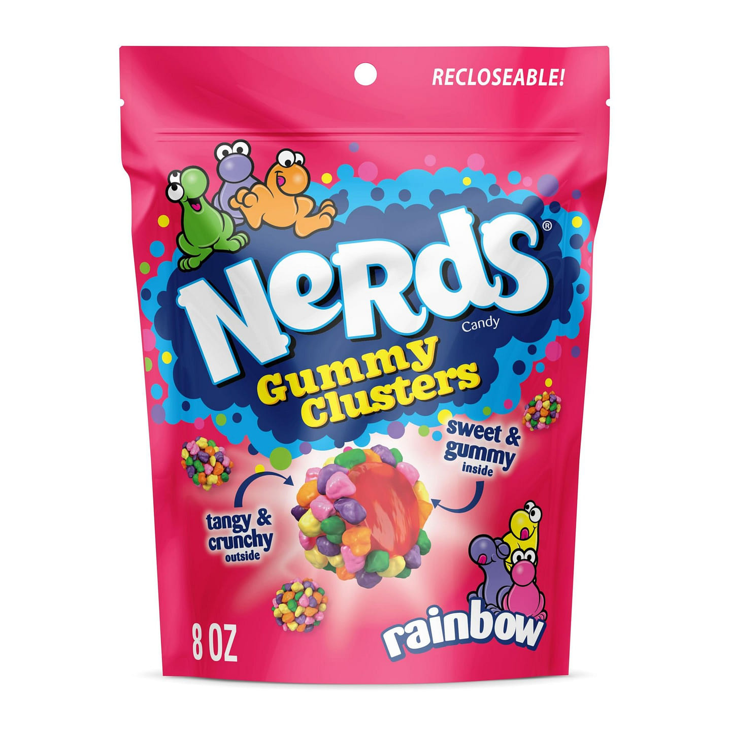 NERDS Gummy Clusters, Candy, Rainbow, Crunchy and Gummy, 8 oz Halloween Candy 1 個