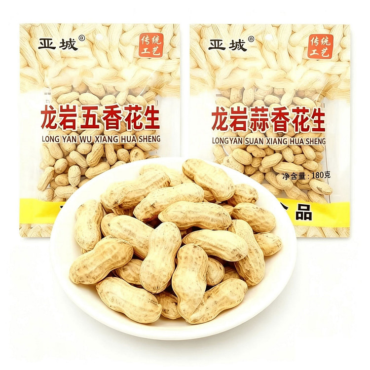 亚城福建龙岩花生蒜香带壳花生休闲下酒料商超同款 180 克