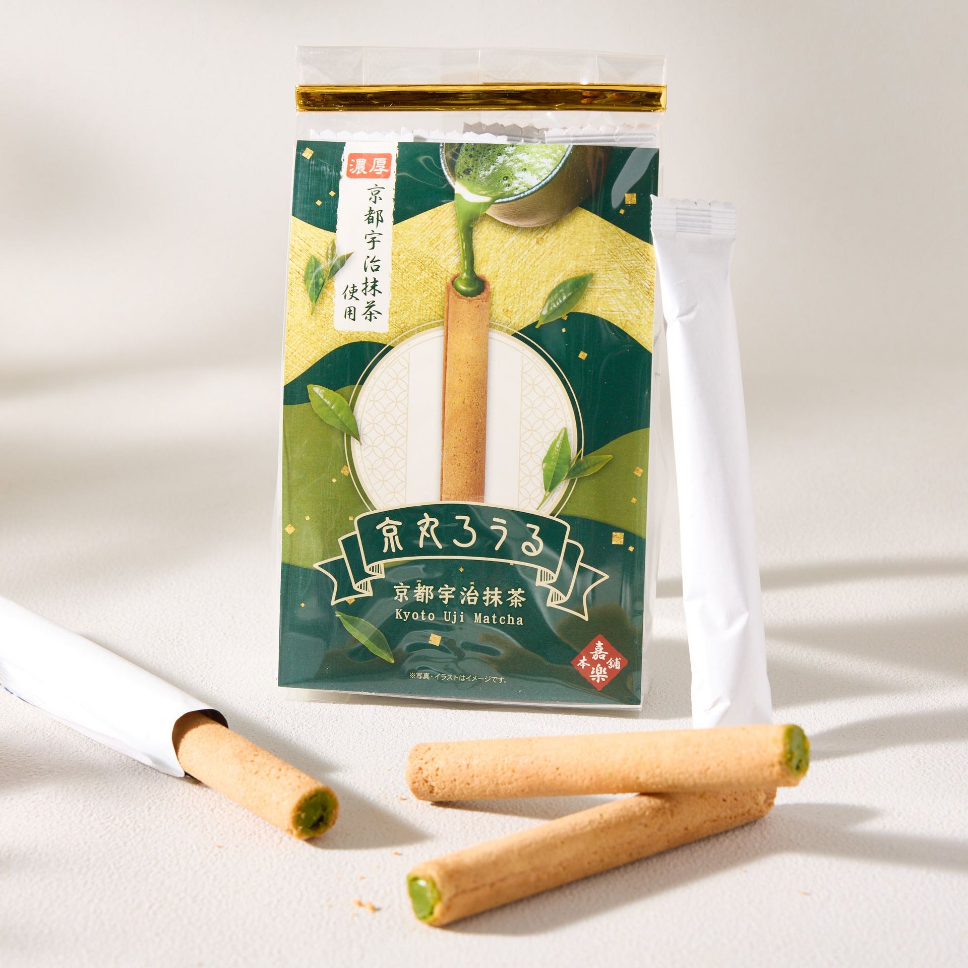 Matcha Chocolate Wafer Rolls 140 グラム