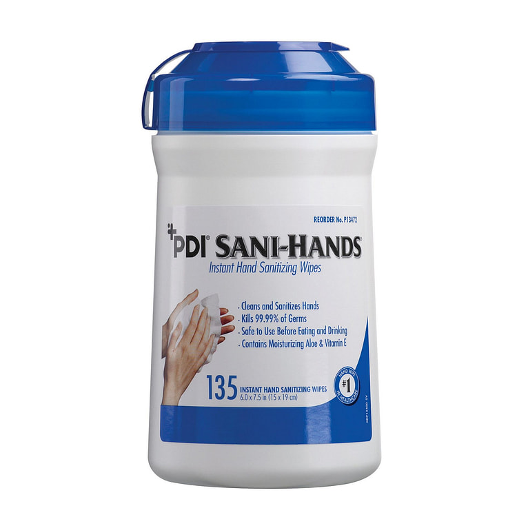 +PDI SANI-HANDS 70%酒精消毒湿巾 135 个