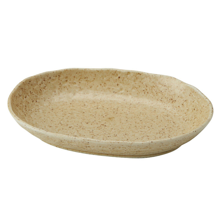 日本製美濃燒 9 吋 橢圓餐盤（土黃色） 1 份