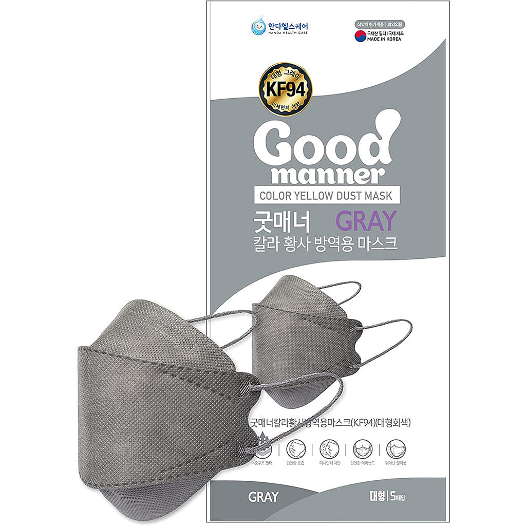 Good Manner Premium KF94 Disposable Face Masks – GRAY (10 Masks) 10 count