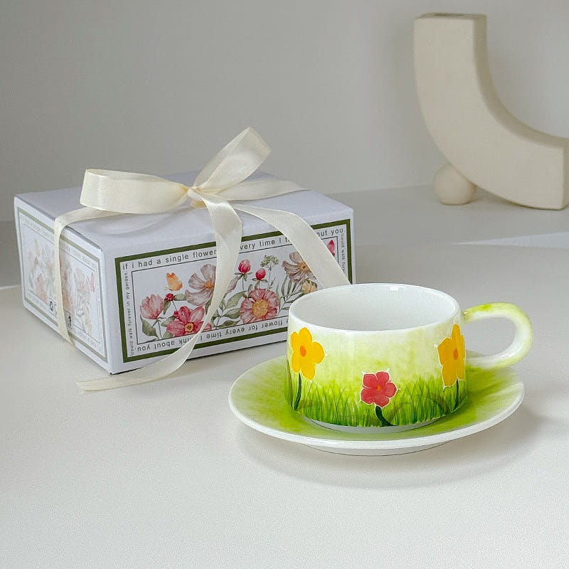 Coffee cup and saucer set Afternoon tea cup Creative mug Ceramic cup-Type C 1 each