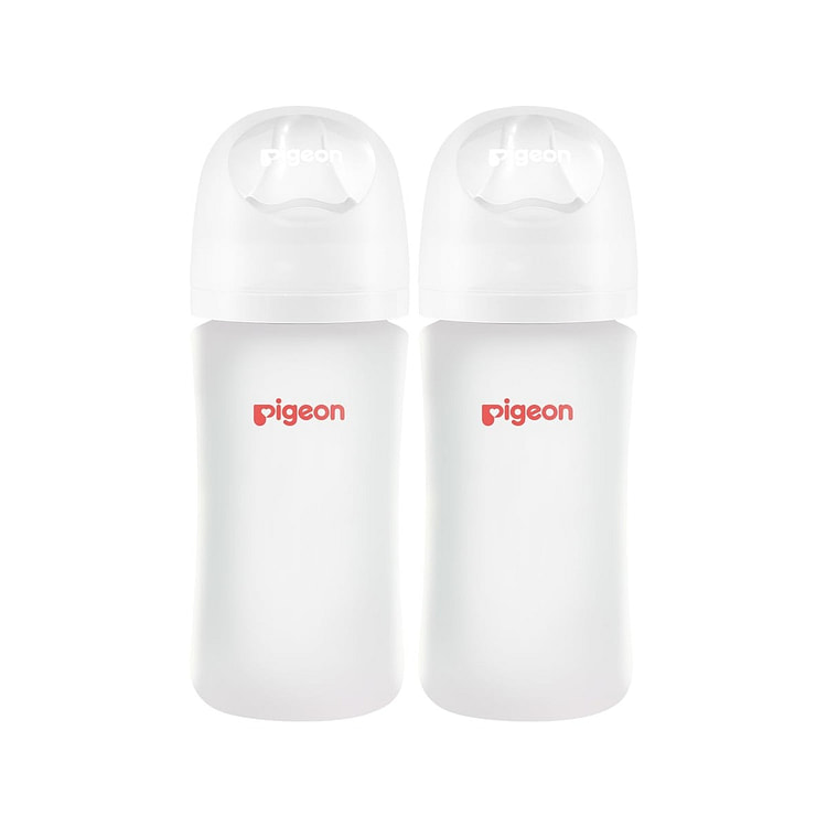 贝亲 新款硅橡胶护层玻璃奶瓶240ml 配M奶嘴 2 个