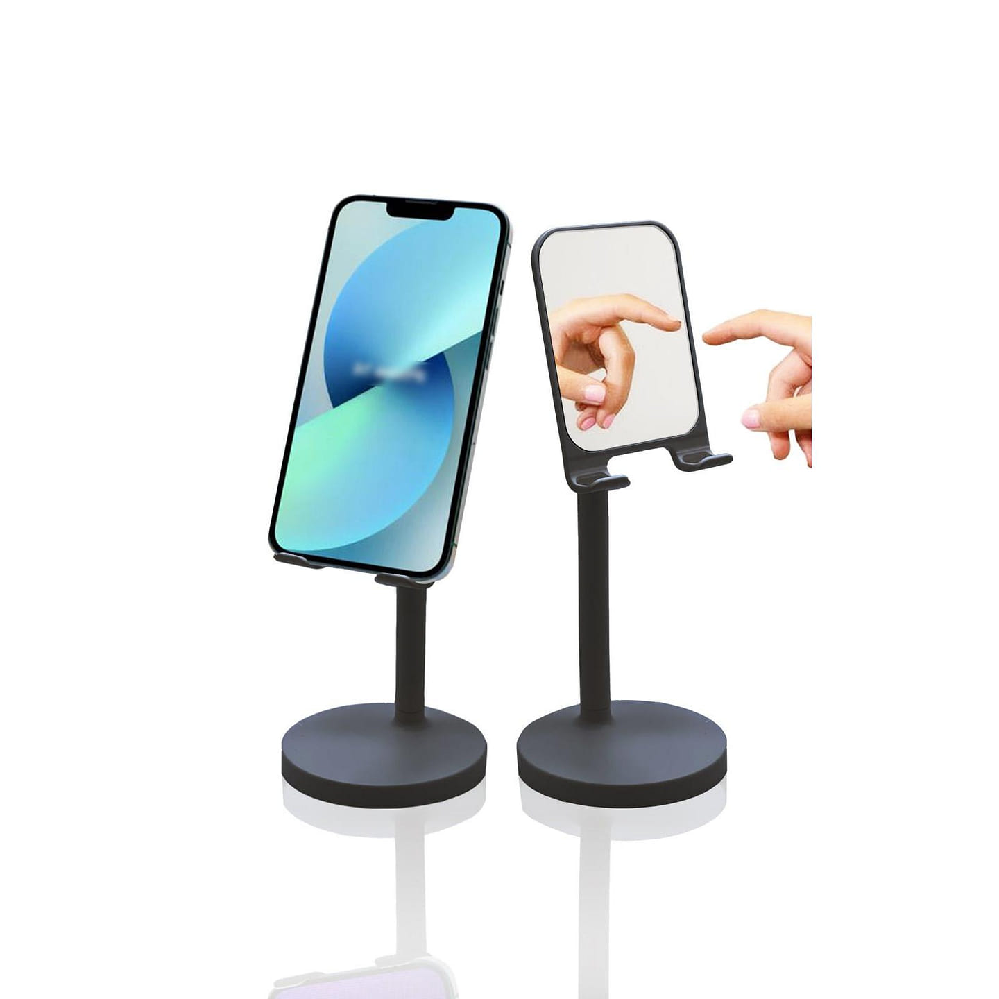 Cell Phone & iPad Stand with Mirror | Adjustable View Angle & Height BLACK 8 oz