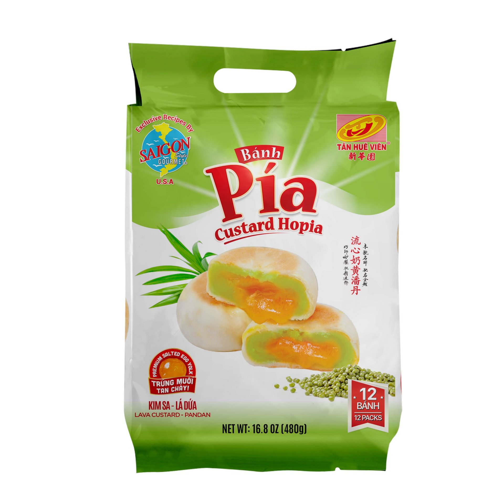 TAN HUE VIEN SAIGON BANH PIA CUSTARD HOPIA PANDAN 16.8 オンス