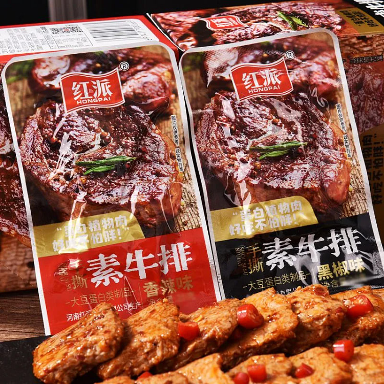 红派手撕素牛排豆干辣条零食香辣味*10包
