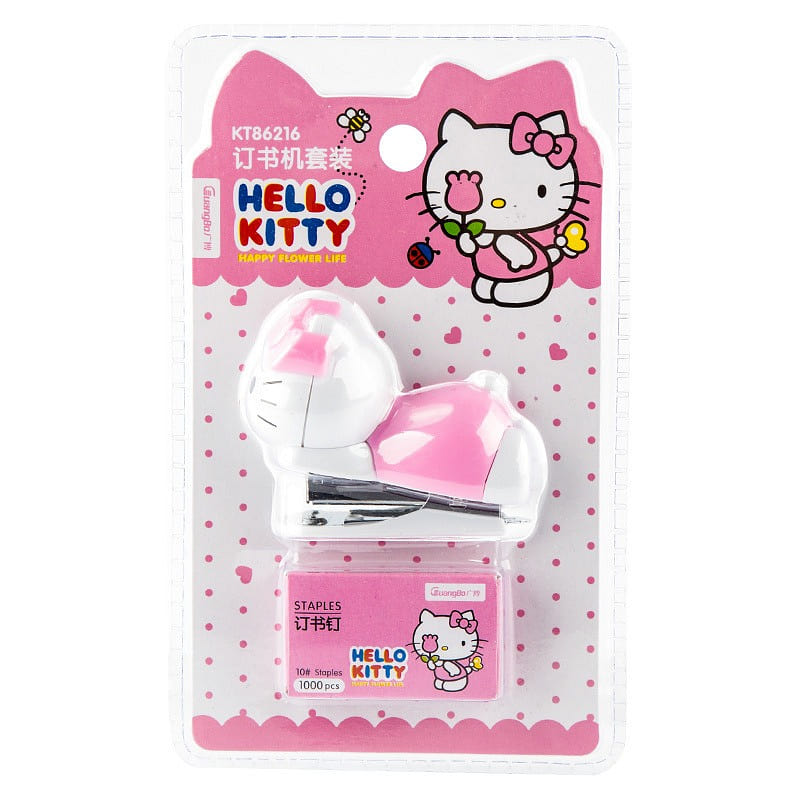 Hello Kitty Mini Stapler Set Cartoon Student -Pink 1 each