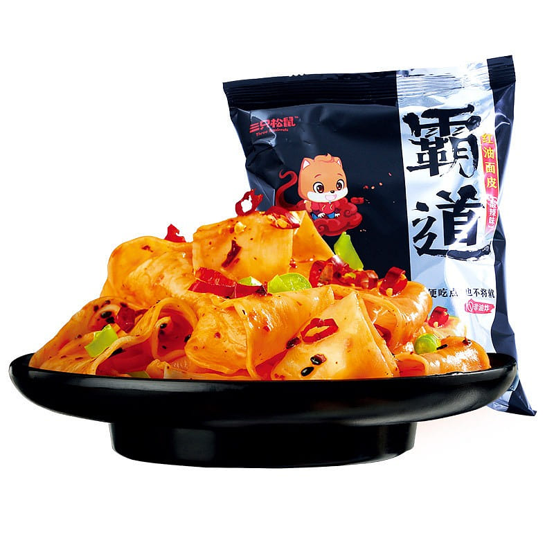 【三只松鼠_红油面皮115g/袋】懒人方便速食麻辣凉皮酱拌面宽面 115 克