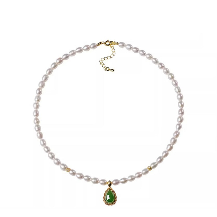 Water Droplet Pendant Natural Pearl Necklace 6mm 1 box